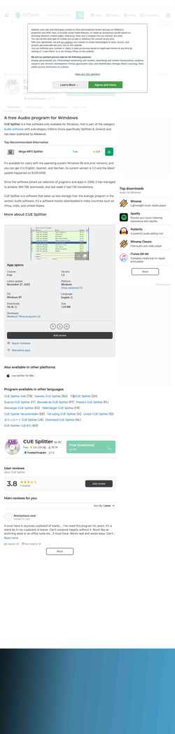 Captura de pantalla cue-splitter.en.softonic.com