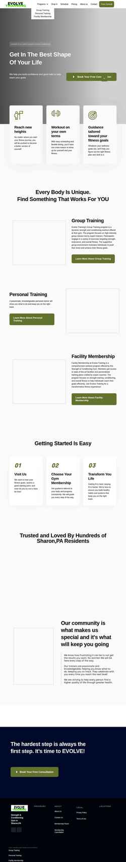 Screenshot www.evolvetraining.fit