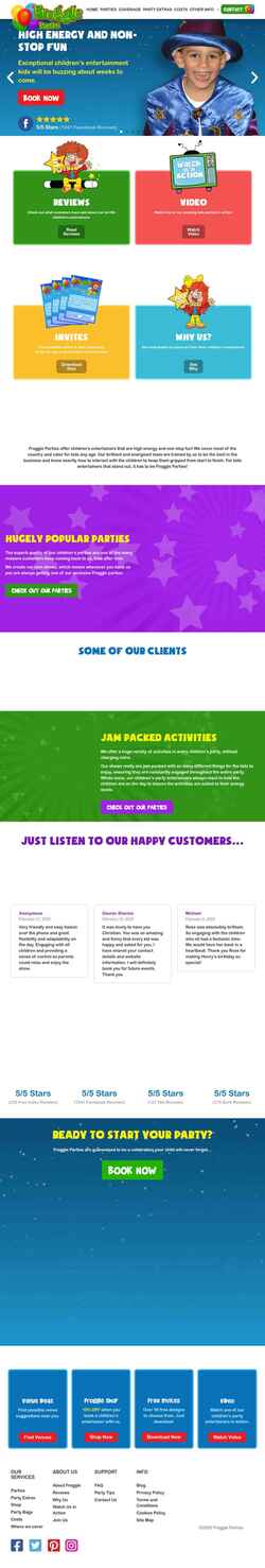Screenshot www.froggleparties.com