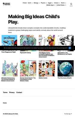 Captură de ecran libraryforkids.com