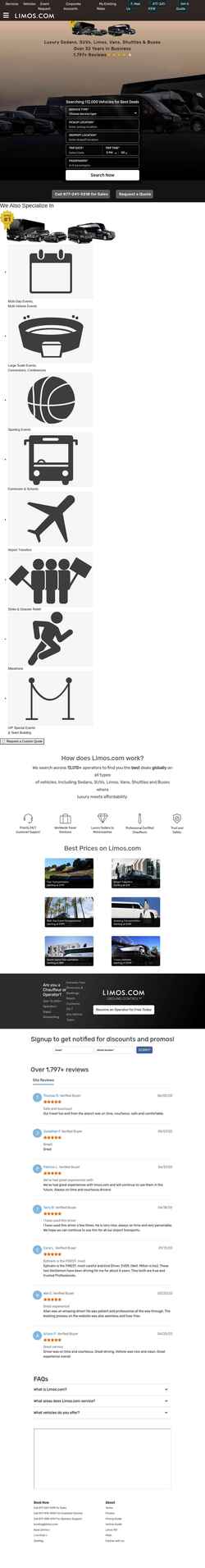 Snímek obrazovky www.limos.com