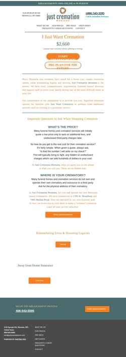 Screenshot www.justcremationmt.com