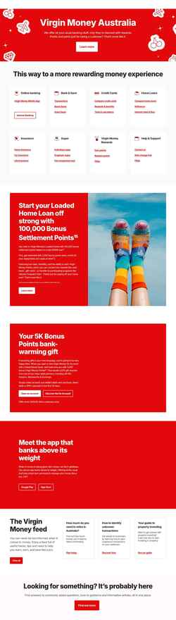 Snímek obrazovky virginmoney.com.au