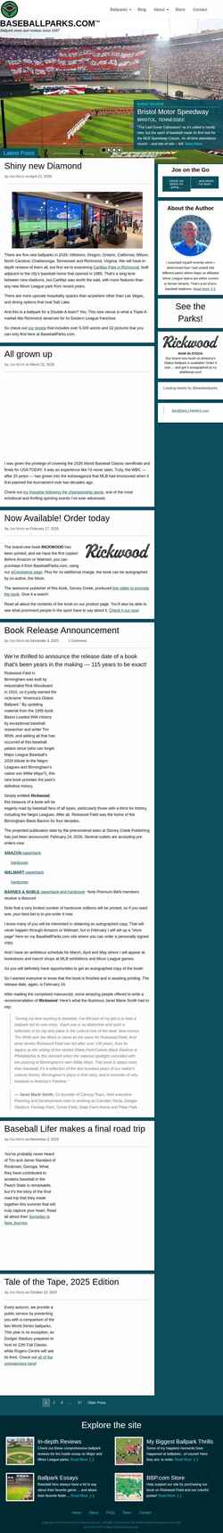 Schermafbeelding baseballparks.com