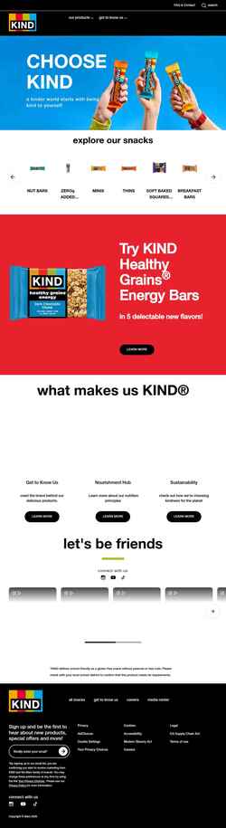Posnetek zaslona www.kindsnacks.com
