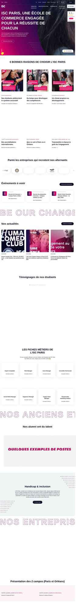 Captura de pantalla www.iscparis.com