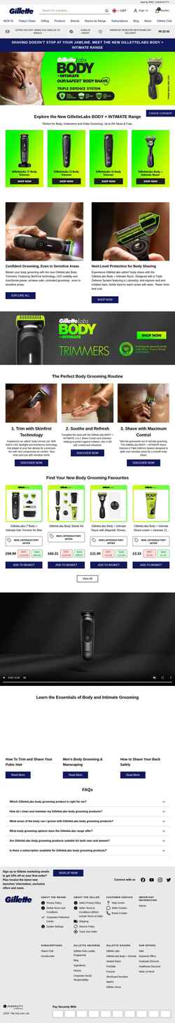 Schermafbeelding www.gillette.co.uk