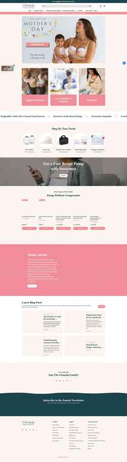 Screenshot www.ameda.com