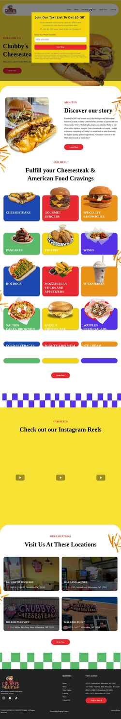 Snímek obrazovky chubbyscheesesteaks.com