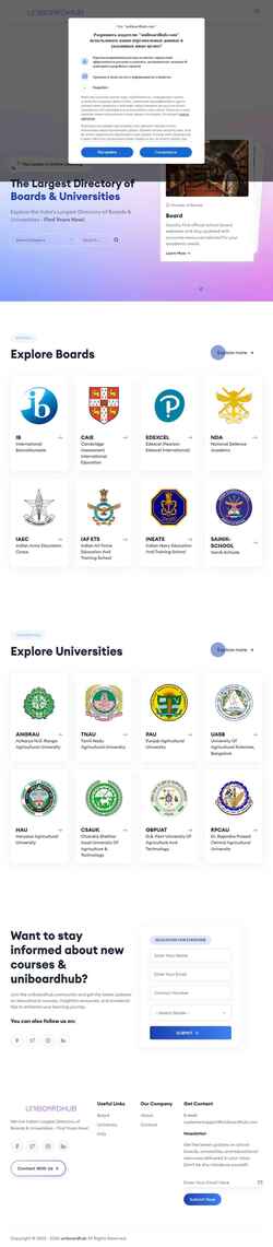 Snímek obrazovky uniboardhub.com