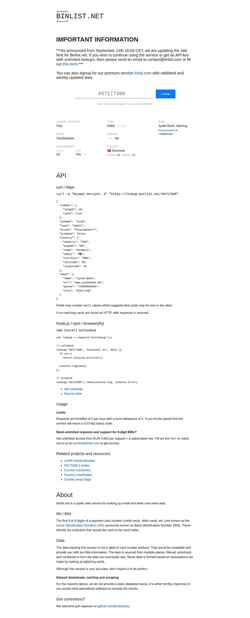 Schermata binlist.net