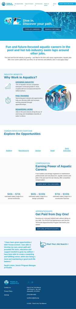 Screenshot www.workinaquatics.com