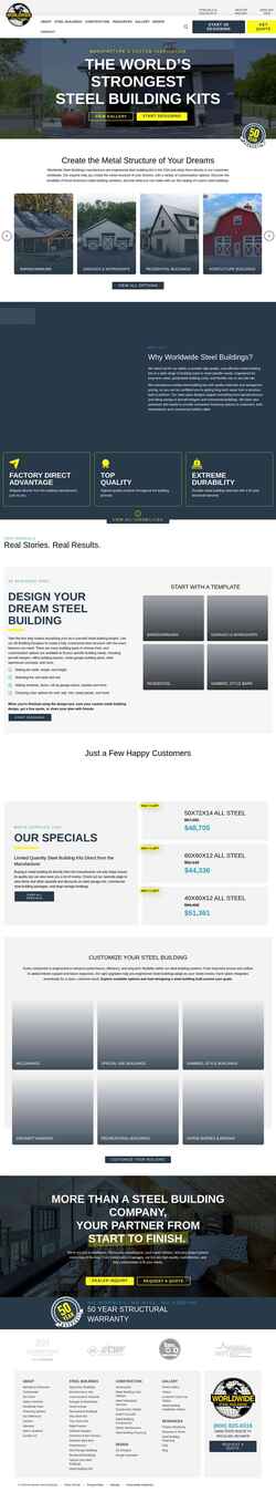 Captura de pantalla www.worldwidesteelbuildings.com