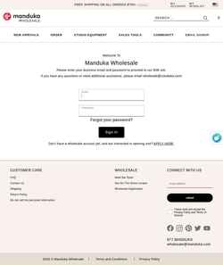 Screenshot wholesale.manduka.com