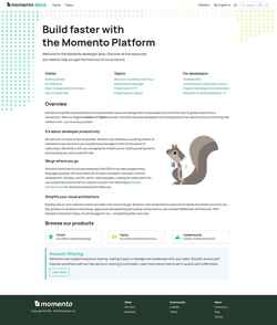 Zrzut ekranu docs.momentohq.com