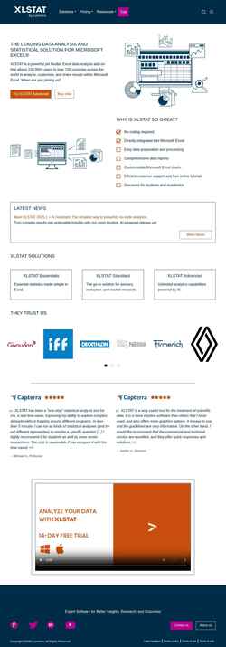 Képernyőkép www.xlstat.com