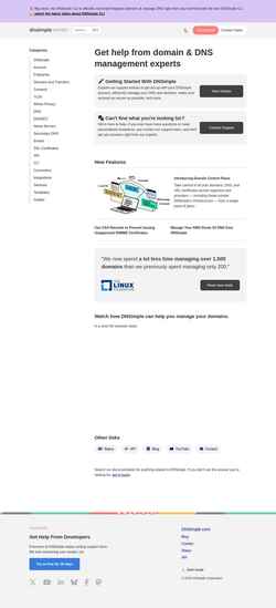 Captura de pantalla support.dnsimple.com
