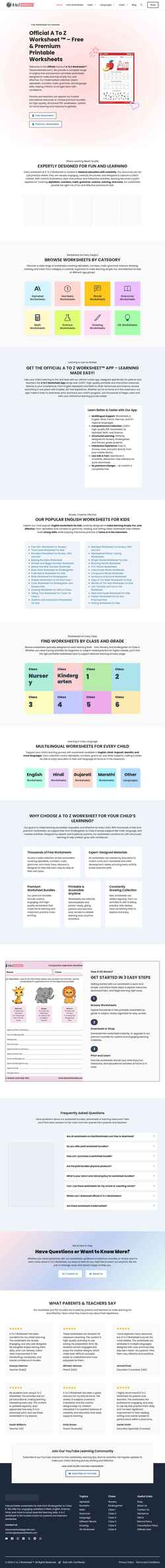 Screenshot atozworksheet.com