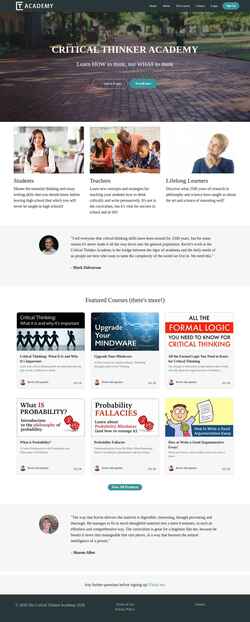 Zrzut ekranu criticalthinkeracademy.teachable.com