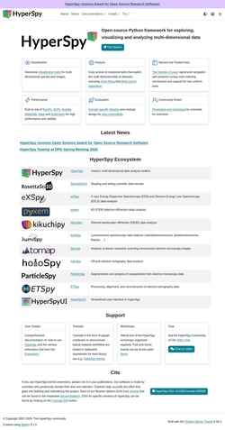 Screenshot hyperspy.org