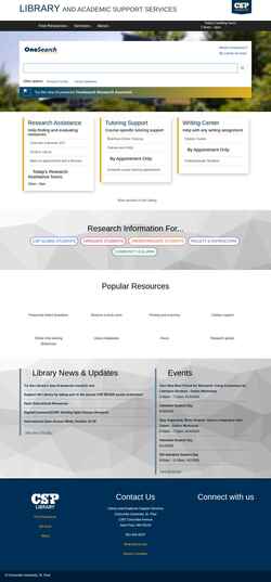 Schermata library.csp.edu