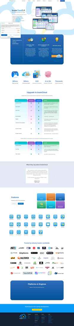 Screenshot getbraincloud.com