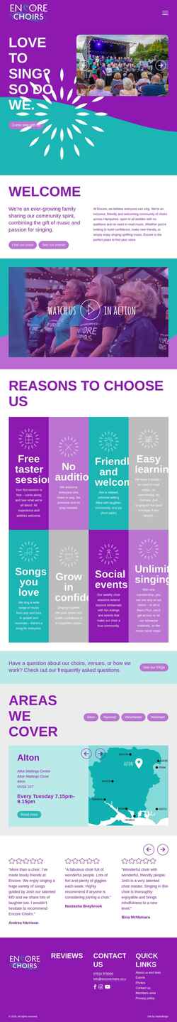Screenshot encorechoirs.co.uk