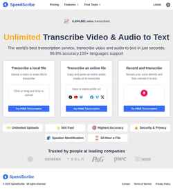 Screenshot speedscribe.ai
