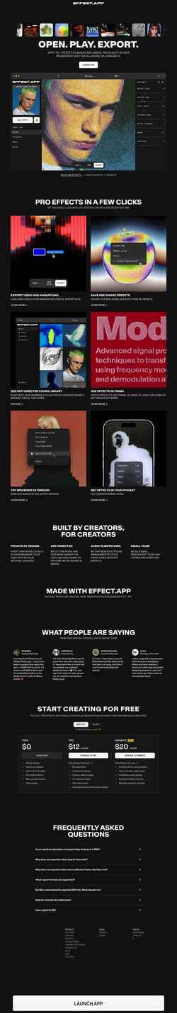 Снимак екрана effect.app