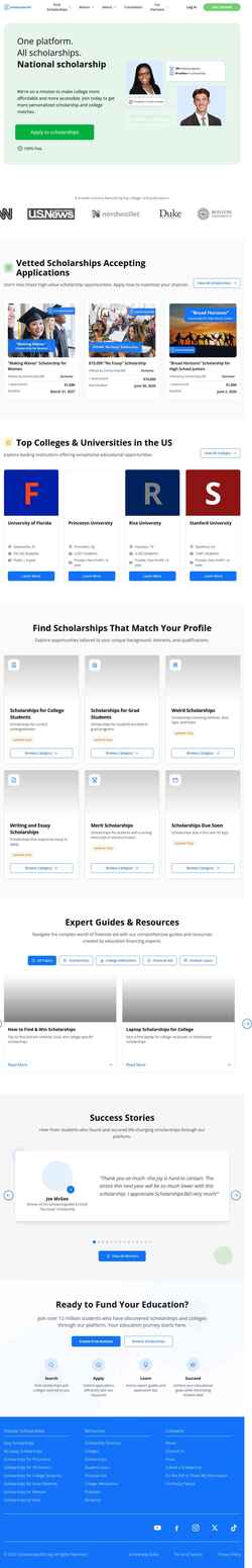 Ekraanipilt scholarships360.org