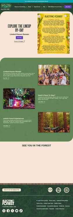 Captura de pantalla www.electricforest.com