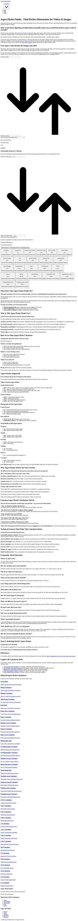 Schermata aspectratiofinder.com