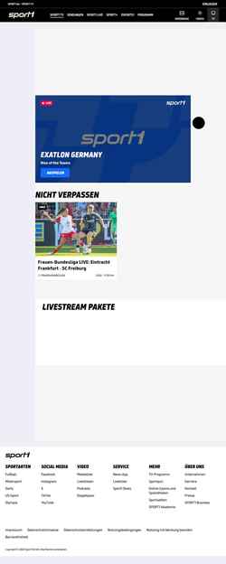 Skærmbillede tv.sport1.de