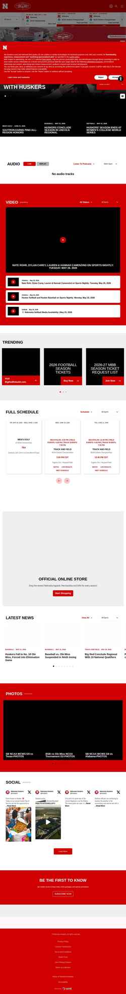 Captura de pantalla huskers.com