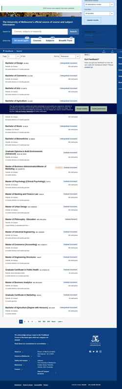 Captura de pantalla handbook.unimelb.edu.au