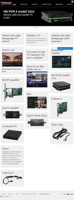 Снимак екрана hauppauge.com