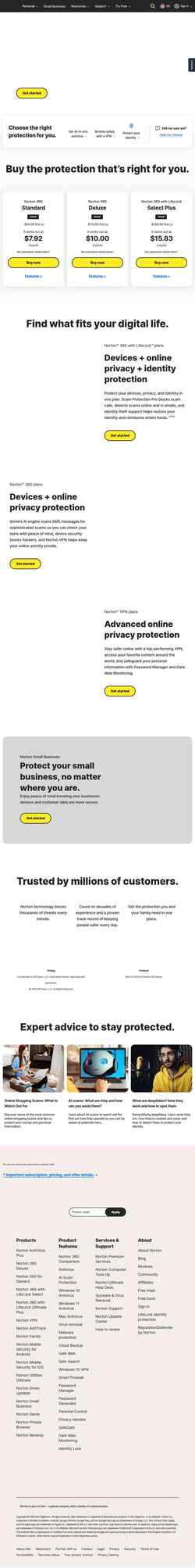 Captură de ecran us.norton.com