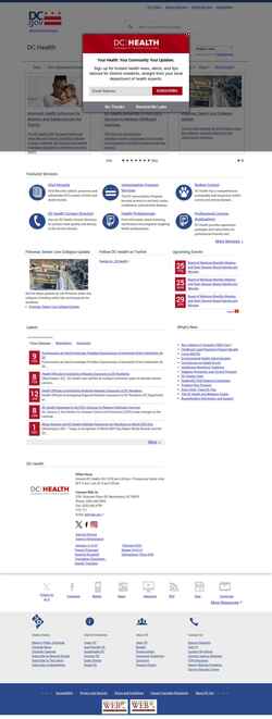 Captura de pantalla dchealth.dc.gov