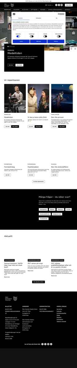 Снимак екрана abosvenskateater.fi