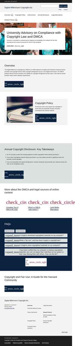 Captura de pantalla dmca.harvard.edu