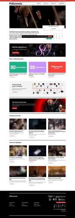 Στιγμιότυπο οθόνης philharmonia.co.uk