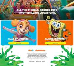 Captura de pantalla nickelodeonuniverse.com