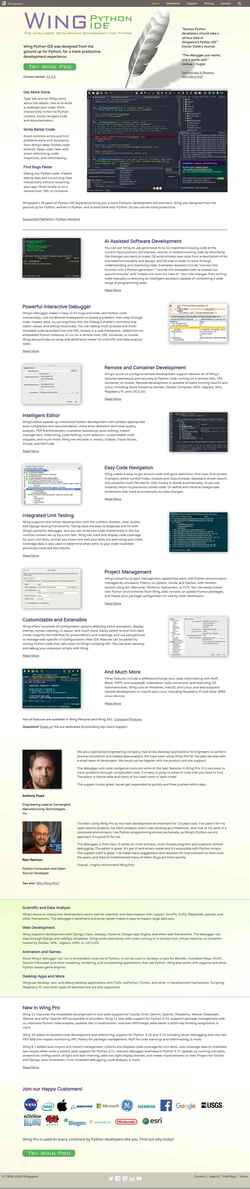 Snímek obrazovky wingware.com