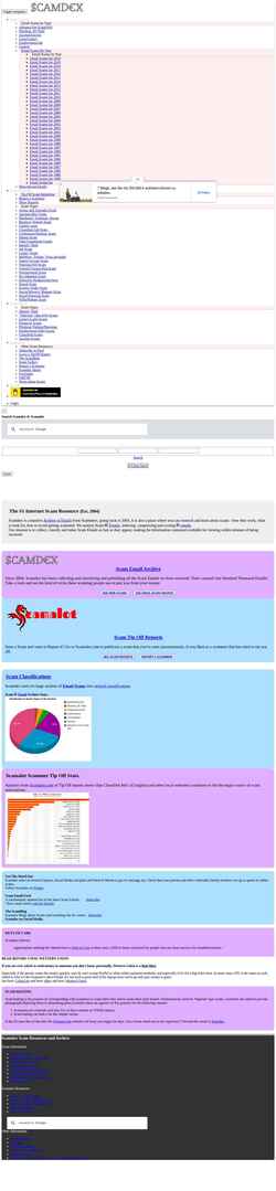 Captura de pantalla scamdex.com