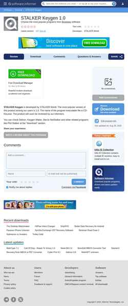 Снимак екрана stalker-keygen.software.informer.com