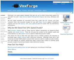 Képernyőkép voxforge.org