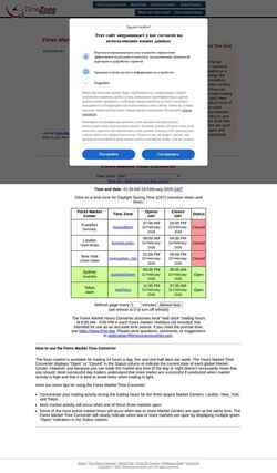 Ekrānuzņēmums forex.timezoneconverter.com