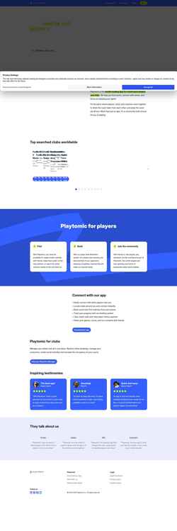 Snimka zaslona playtomic.com
