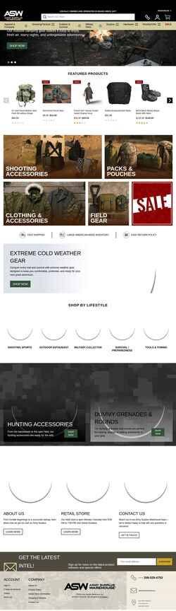 Ekraanipilt armysurpluswarehouse.com