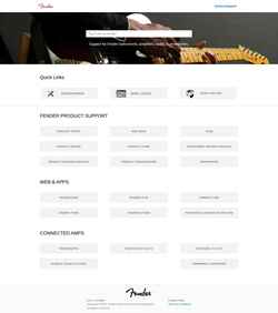 Schermata support.fender.com